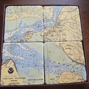 Screen Craft Tile Works Botticino Tumbled Marble Coaster of Alaska Anchorage.